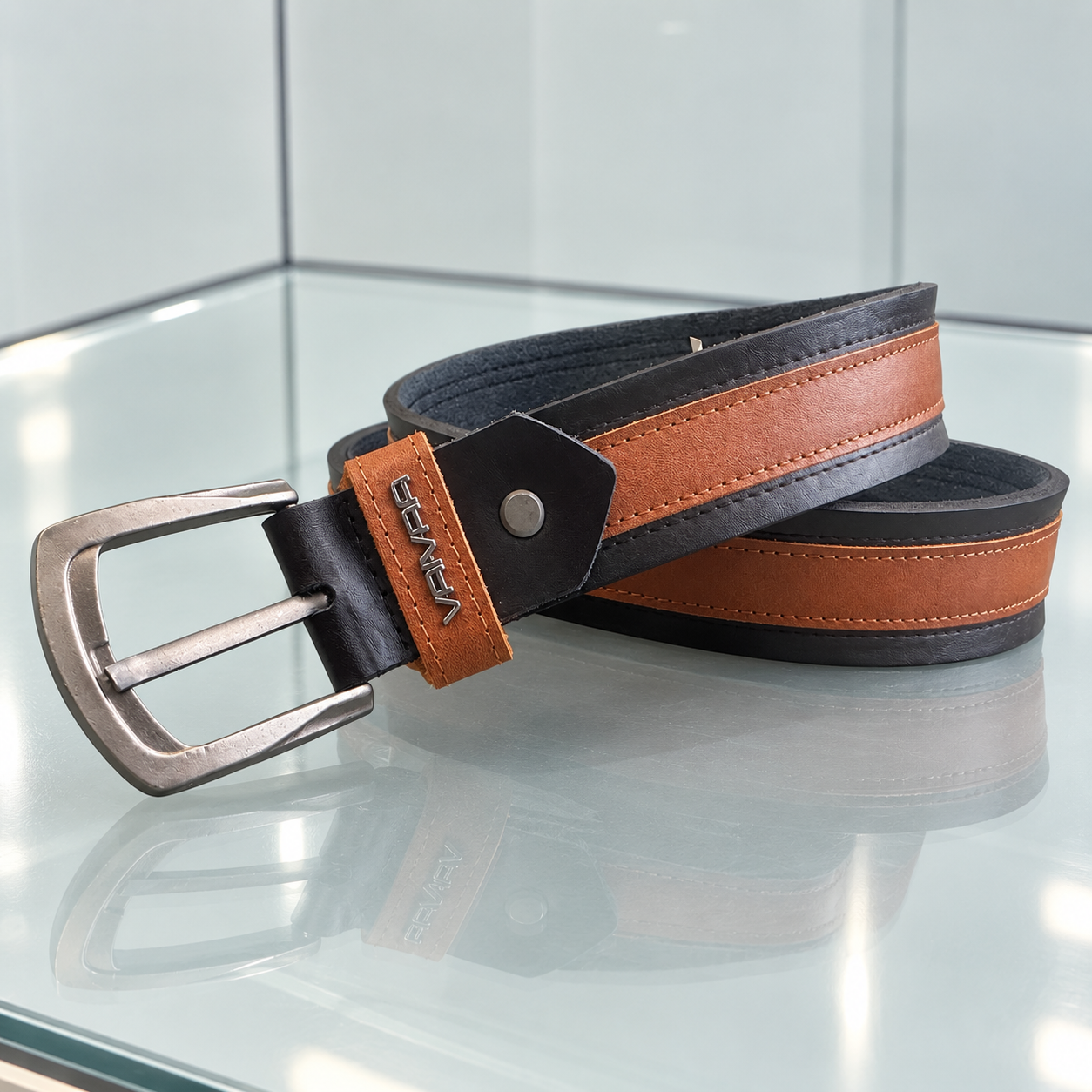 Cinturon Hombre Bicolor Negro.Cafe 262204-1